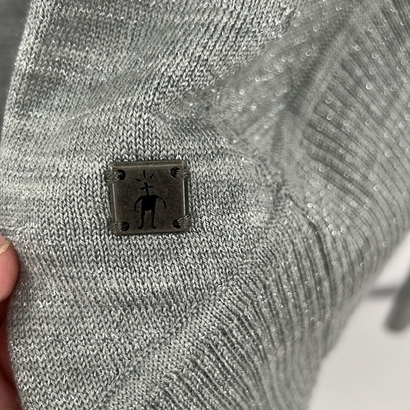 Smartwool Nokoni Colorblock poncho/sweater cowl neck in Natural & Silver size S - Picture 6 of 13